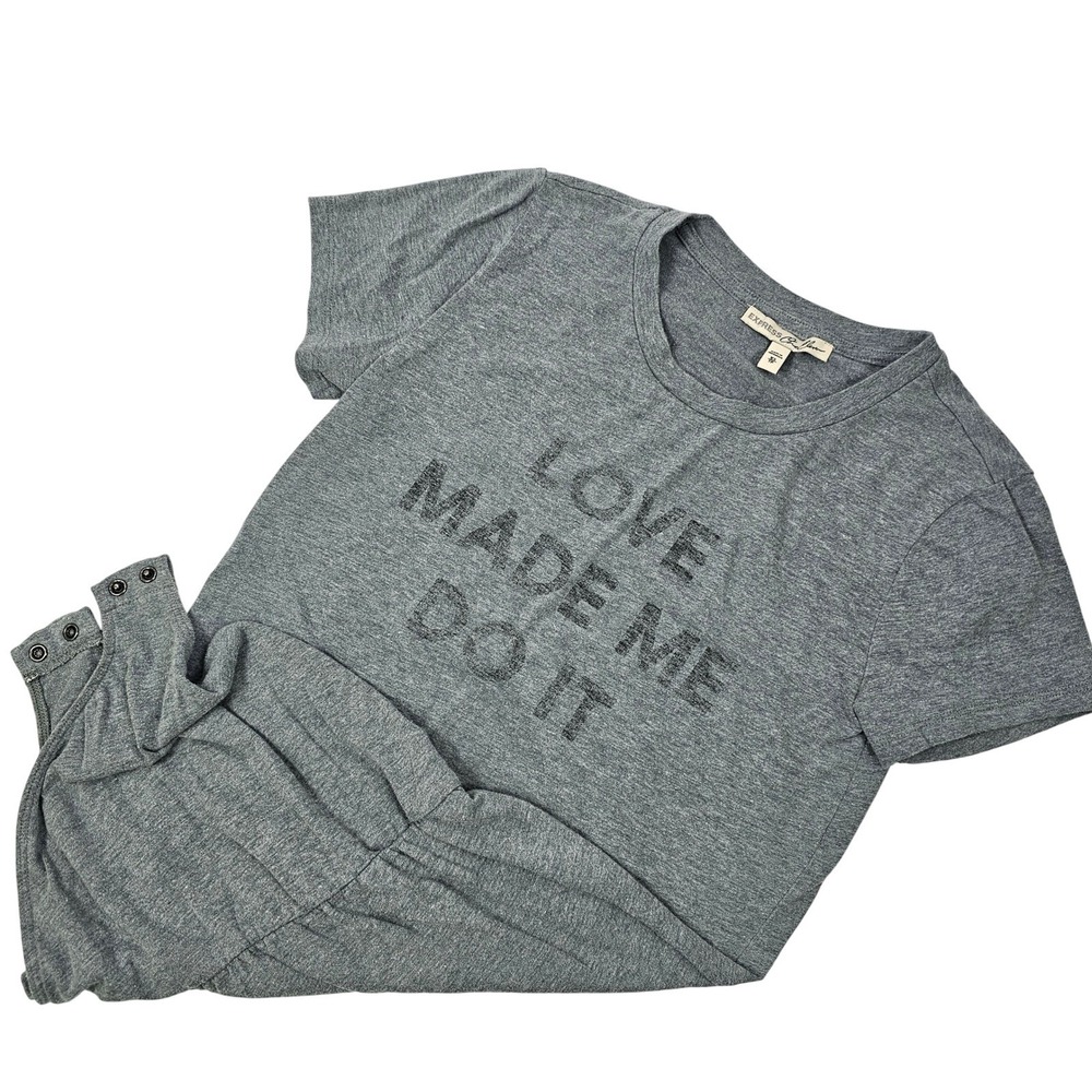 Express One Eleven Bodysuit Women's XS Body Contour‎ Stretch Gray Crew Neck